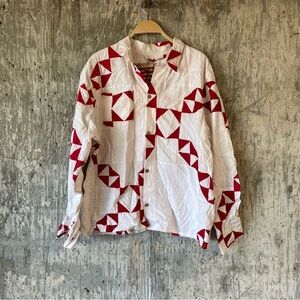 STAN Men's White Nine Patch Quilt Button Up Shirt Size L